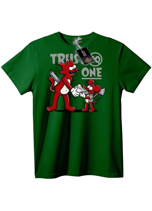 Póló Bizalom - macska és egér, Angolzöld