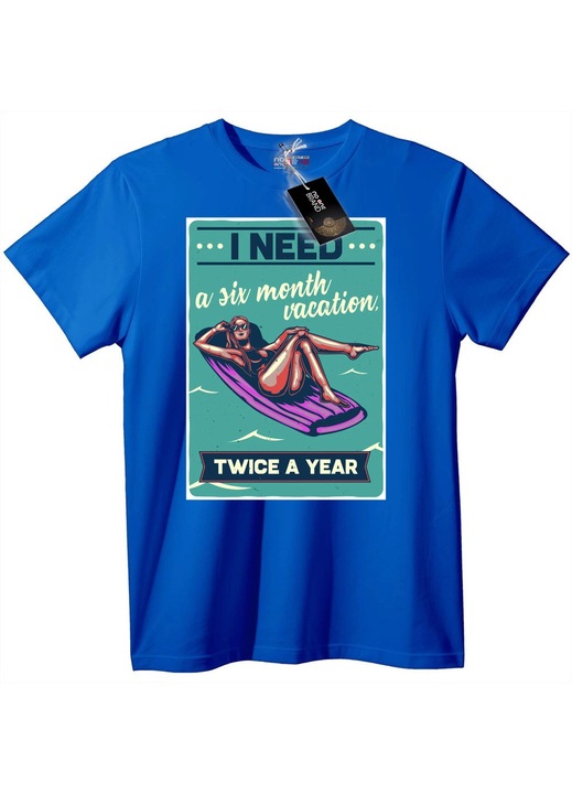 Tricou Vacanță de 6 Luni De Două Ori Pe An, Albastru