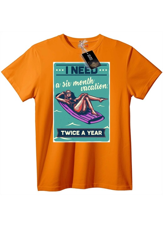 Tricou Vacanță de 6 Luni De Două Ori Pe An, Portocaliu