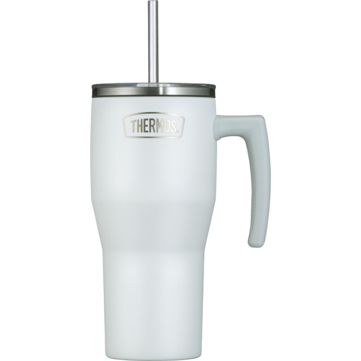 Termokubek Thermos Refreshing 850 ml, mat alb, cu maner si pai, izolare termica 6 ore