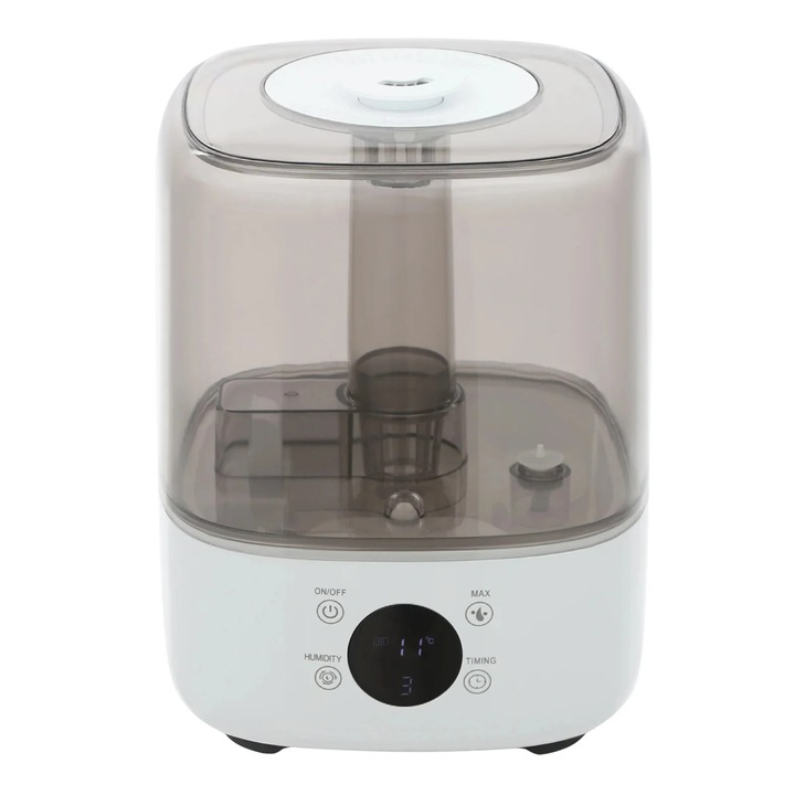 Felső töltésű párásító, 360°-ban forgatható permetező, 4 időzítő, fehér