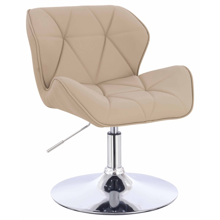 Scaun de birou, Votana, HR111N, Piele Ecologica Premium Soft, Baza Cromata, Crem