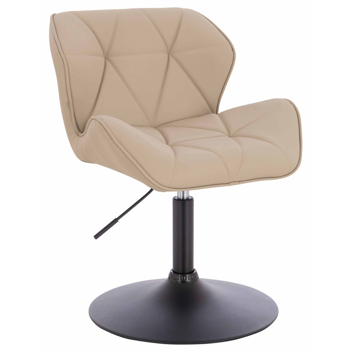 Scaun de birou, Votana, HR111N, Piele Ecologica Premium Soft, Baza Neagra, Crem