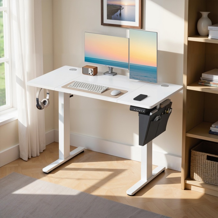 Birou reglabil Santo Living Alb 120x60x120 cm