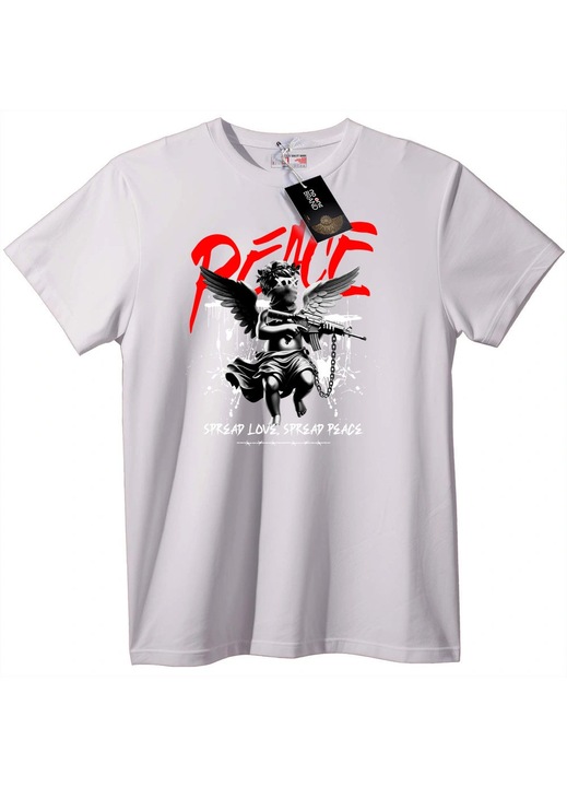 Tricou Îngerul Păcii cu Armă, Alb