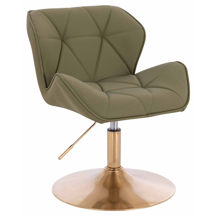 Scaun de birou, Votana, HR111N, Piele Ecologica Premium Soft, Baza Aurie, Khaki