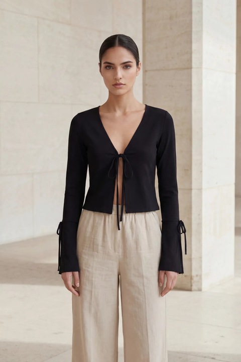 Camasa dama, MyFashion, cu decolteu in V, negru