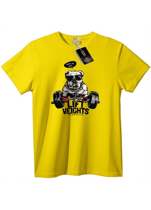 Bulldog súlyzóval póló, Sárga
