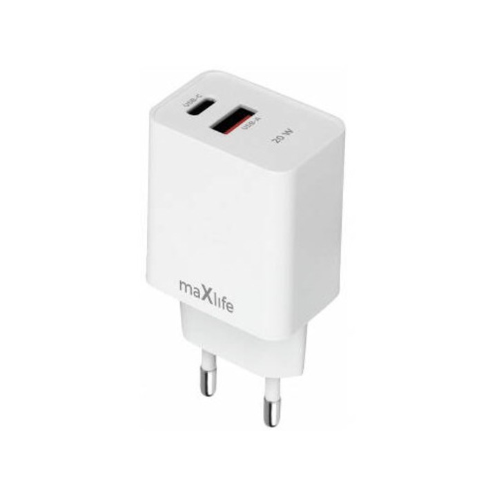 Incarcator Maxlife Retea MXTC-13-20AC 20W 3A 1 x USB-A - 1 x USB-C Alb