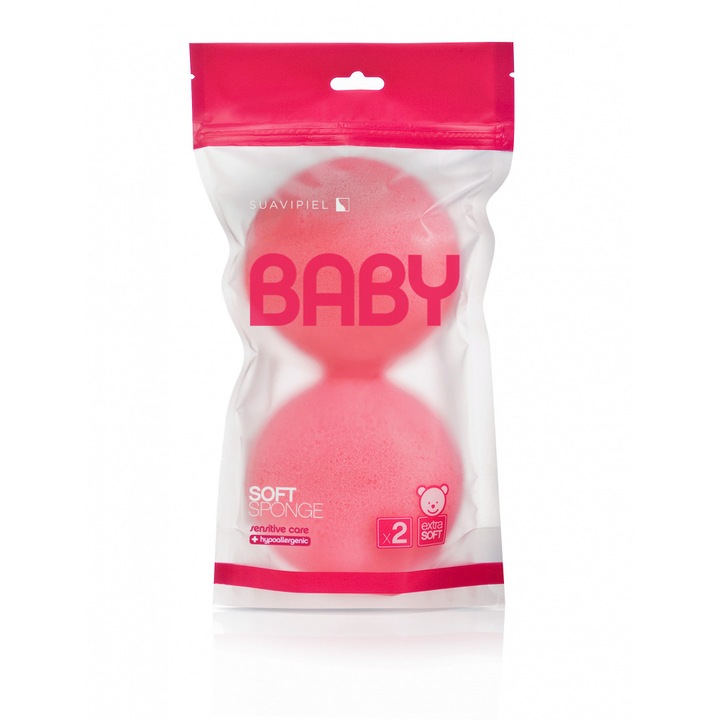 Gyermek fürdőszivacs készlet, Suavipiel, rózsaszín, 2 db.
