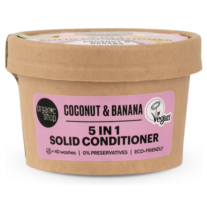 Hajbalzsam utazóméretben 5 az 1-ben, Kókusz & Banán, Organic Shop, 60 g, hidratáló, regeneráló