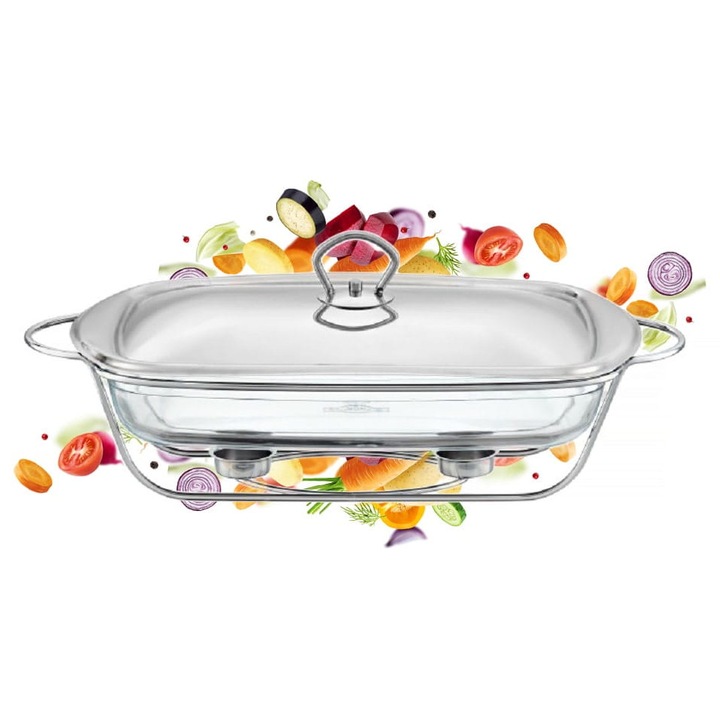 Hőálló edénykészlet Ambition Helios, üveg és rozsdamentes acél, 3,6l, 33x22x20cm