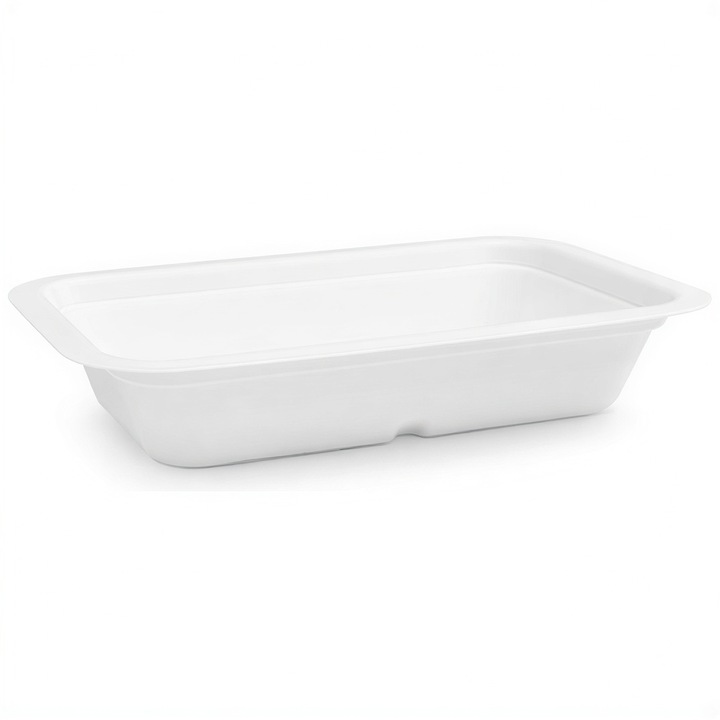 Pachet 50 recipiente biodegradabile 360 ml, Vegware, 19x13x3,5 cm, alb