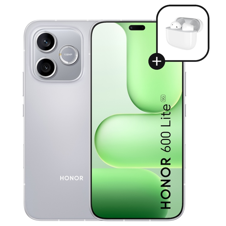Telefon mobil HONOR 600 Lite, Dual SIM, 8GB RAM, 256GB ROM, Velvet Grey - Casti Honor Choice Earbuds X7e Active incluse