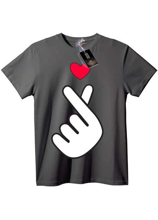 Tricou Iubire inimă mână, Gri