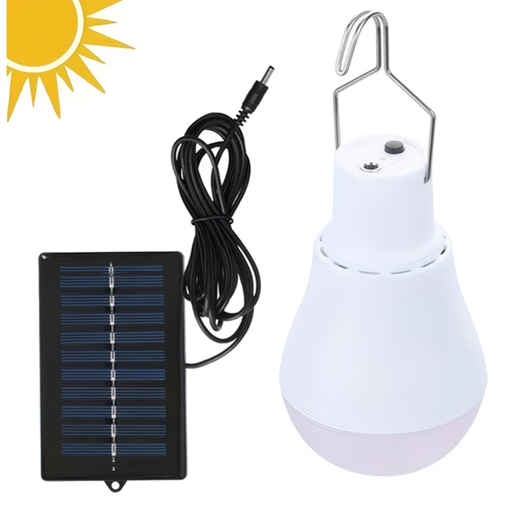 Bec led cu panou solar, supsendabil, pentru exterior, pentru gradina, camping, 10x6 cm