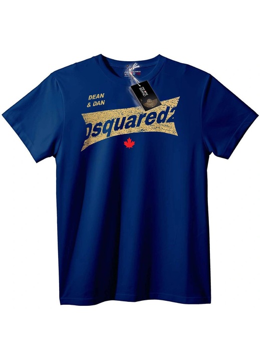 Tricou Dsquared2 Negru cu frunză canadiană, Bleumarin