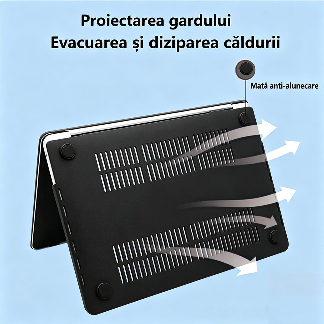 Carcasa Hard Shell DEISNGB pentru MacBook Air 15 inch, design ultrasubțire, protecție premium, Negru