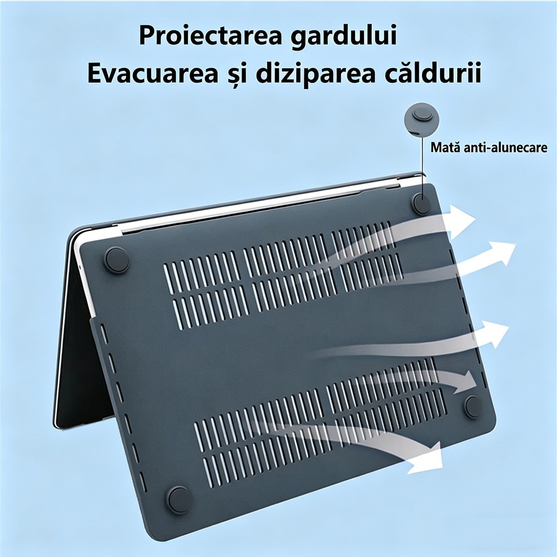 Carcasa Hard Shell DEISNGB pentru MacBook Pro 14", design ultra-subțire, efect de nisip fin, Albastru închis