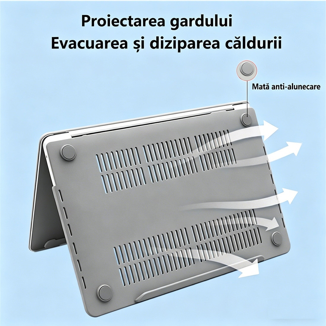 Carcasa Hard Shell pentru MacBook Air 13", DEISNGB, design ultra-subtire, albastru închis, ventilație eficientă