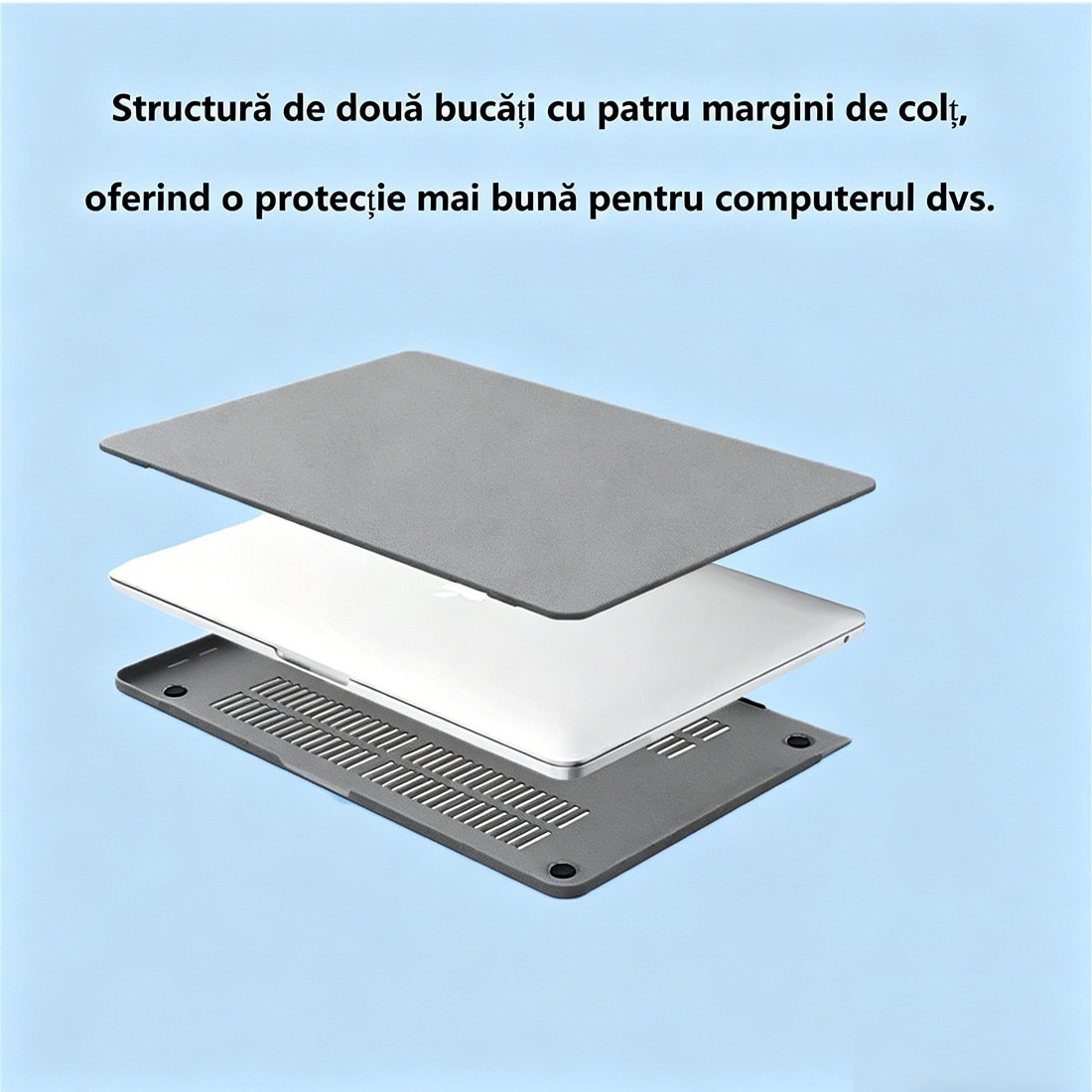 Carcasa Hard Shell pentru MacBook Air 13", DEISNGB, design ultra-subtire, albastru închis, ventilație eficientă