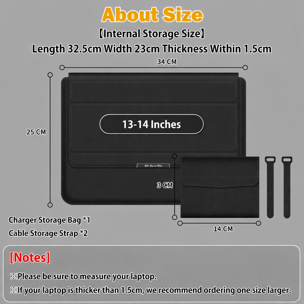 Husa Laptop 13-14 inch compatibila cu MacBook Air, oein®, Design 3-in-1 cu Suport Ergonomic si Borseta Accesorii, Piele Ecologica, Inchidere Magnetica Marime Universala, Negru titan