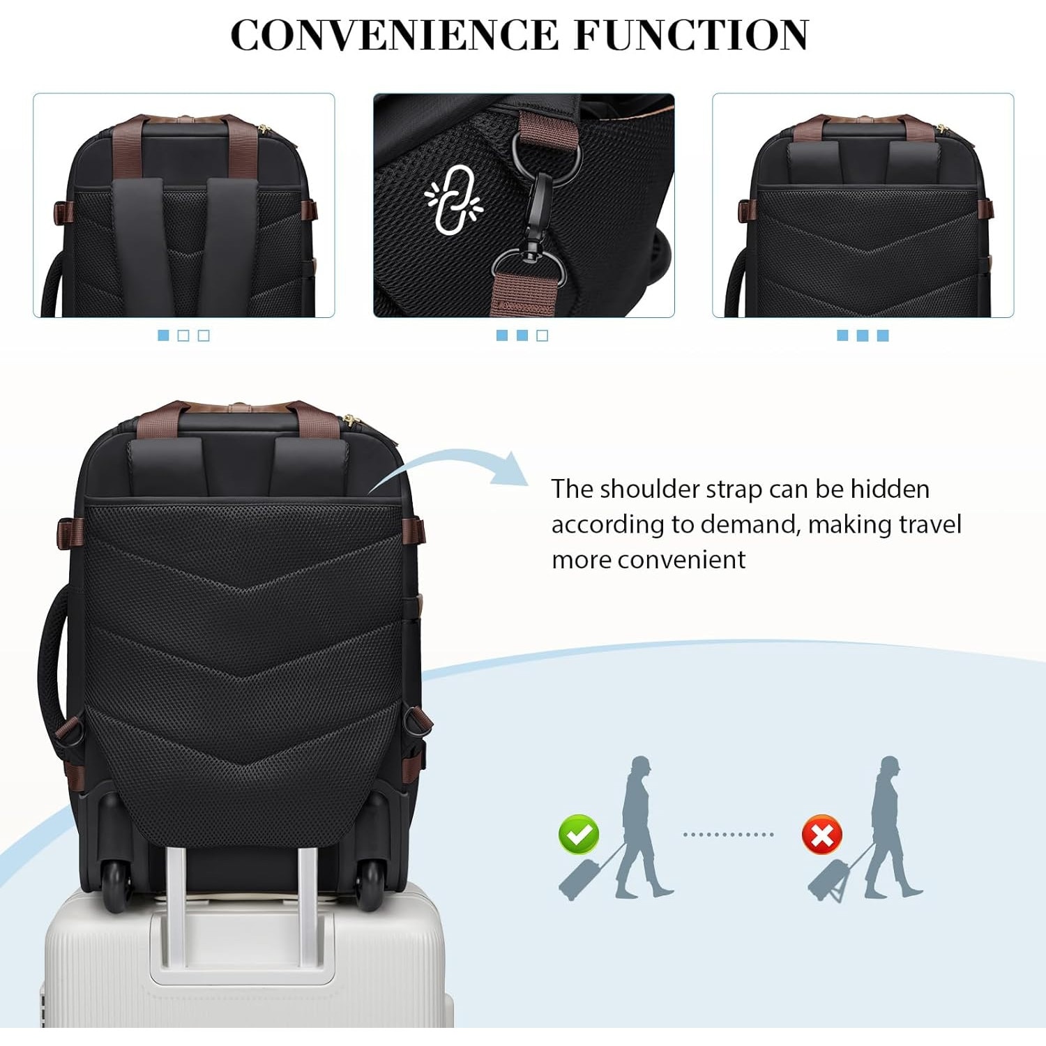 Rucsac cu roți GOLF QUALITY pentru laptop 17 inch, compartiment mare, rezistent la apă, 35L