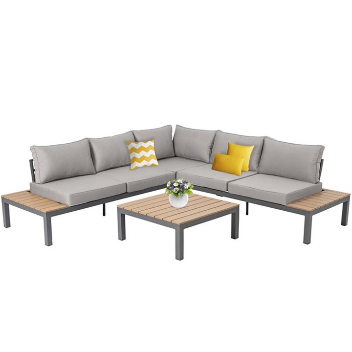 Set mobilier gradina, coltar cu masa, aluminiu