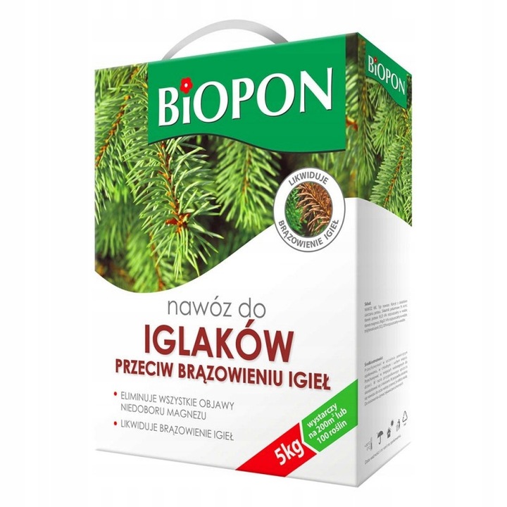 Ingrasamant pentru conifere Biopon 5 kg, impotriva ingalbenirii acelelor, pachet carton