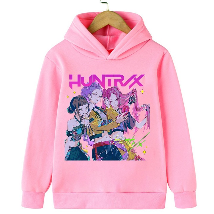 Детски суичър, Розов, Полар, Принт KPOP Demon Hunters