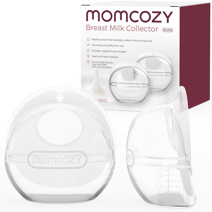 Контейнер за събиране на мляко Momcozy, 90 ml, комплект от 2 броя, силикон, без BPA