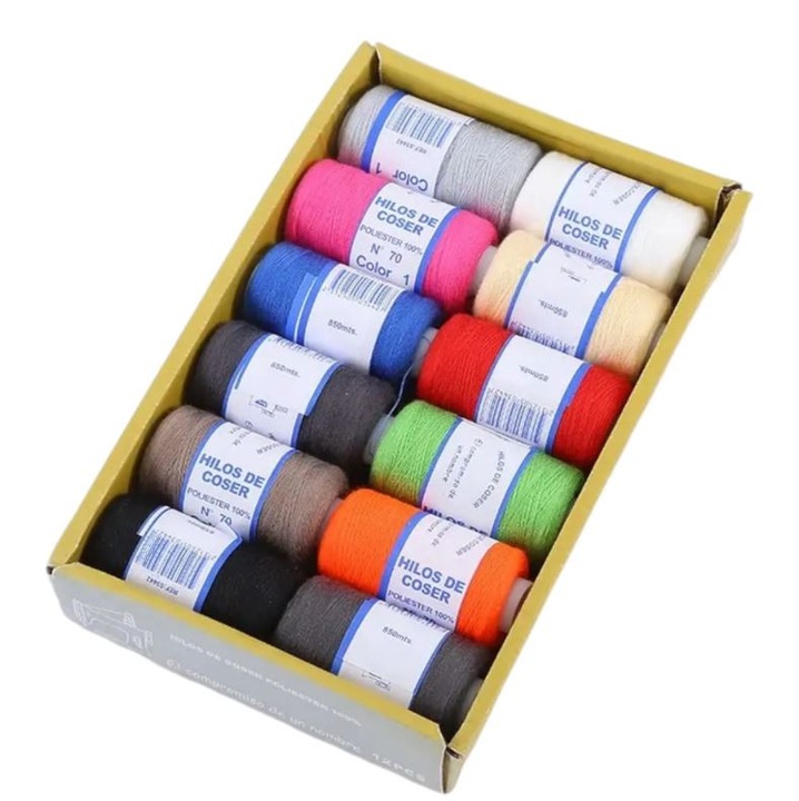 Set 12 bucati ata de cusut, culori diferite