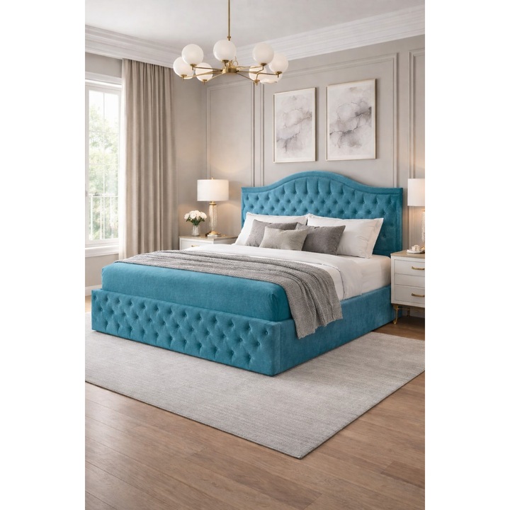 Pat matrimonial Ultra, 190x190, gri arctic, cu somiera rabatabila inclusa