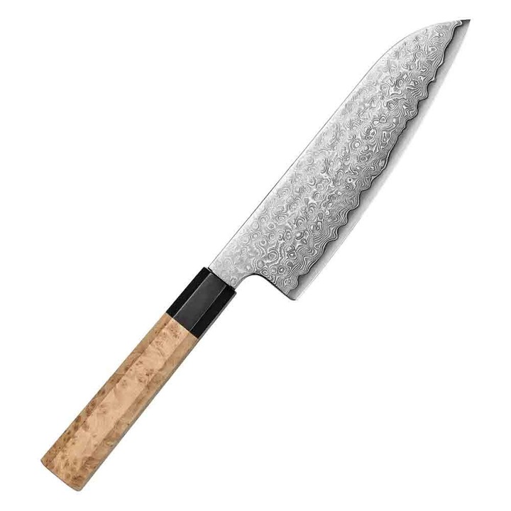 Cuțit de bucătărie Santoku din oțel Damasc Xinzuo PM8B Santoku 18 cm