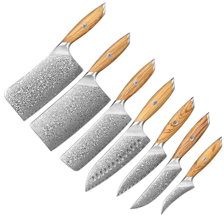 Set de cuțite de bucătărie din oțel damascat Xinzuo X01 – 7 bucăți