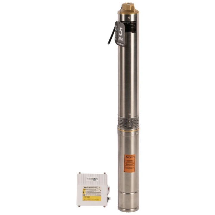 Pompa submersibilă inox 1100W 14 turbine, cu panou de comandă, rezistență la nisip, 100 l/min
