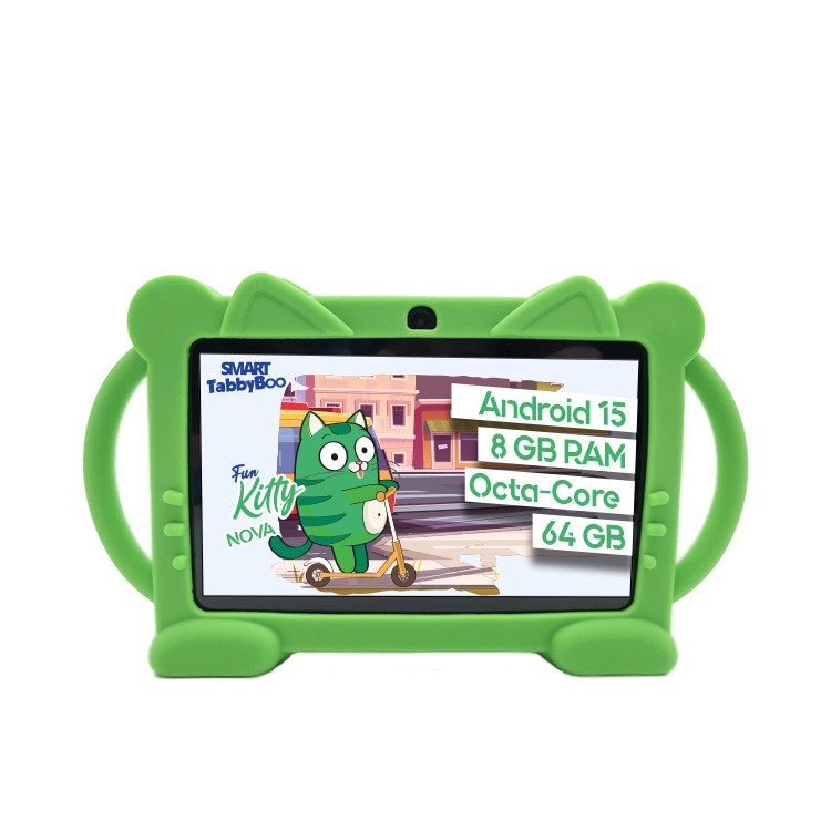 Tableta SMART TabbyBoo Kitty NOVA, 7", 64GB, 8GB RAM, Wi-Fi, verde, cu control parental