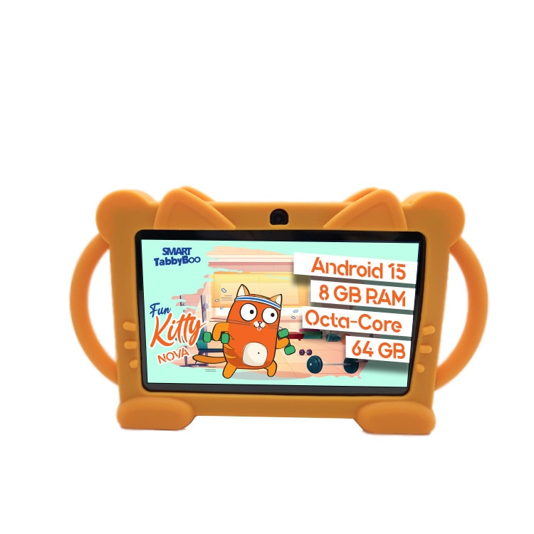 Tabletă SMART TabbyBoo Kitty NOVA, 7", 64GB, 8GB RAM, portocalie, control parental, set cu accesorii