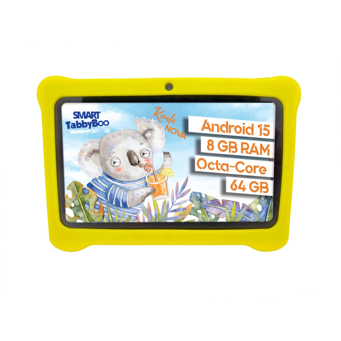 Tabletă SMART TabbyBoo Koala NOVA, 7'', 64GB, 8GB RAM, galben, control parental, Android 15