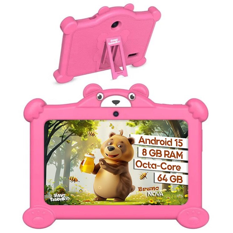 Tabletă SMART TabbyBoo Bruno NOVA, 7", 64GB, 8GB RAM, roz, cu control parental