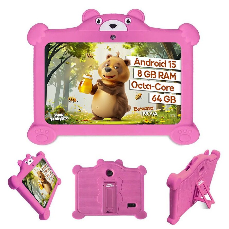 Tabletă SMART TabbyBoo Bruno NOVA, 7", 64GB, 8GB RAM, roz, cu control parental