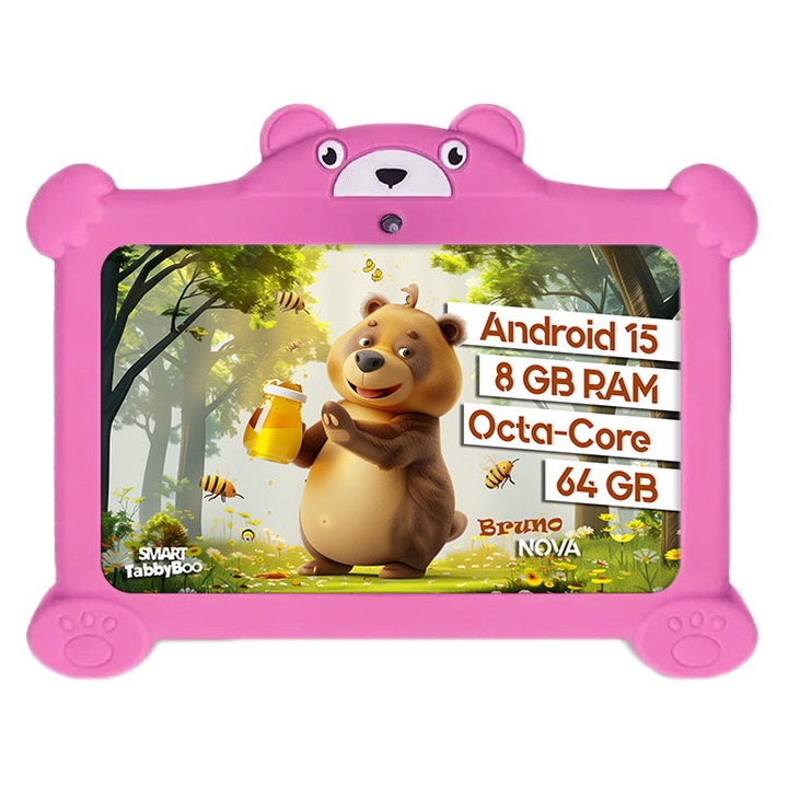 Tabletă SMART TabbyBoo Bruno NOVA, 7", 64GB, 8GB RAM, roz, cu control parental