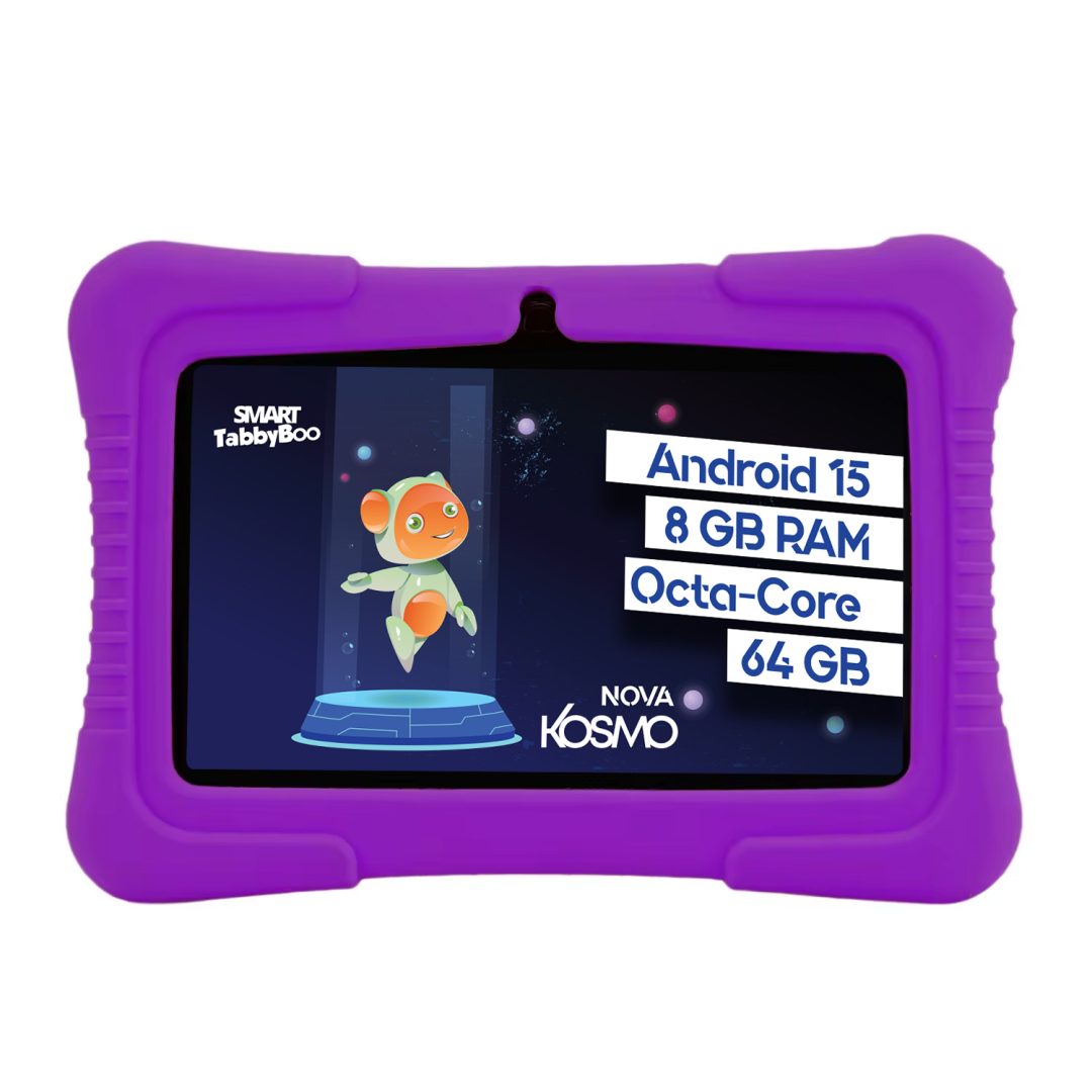 Tabletă SMART TabbyBoo Kosmo NOVA, 7", 64GB, 8GB RAM, mov, cu control parental, husa silicon