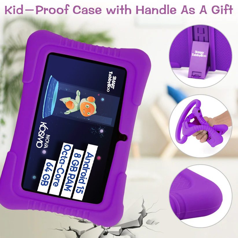 Tabletă SMART TabbyBoo Kosmo NOVA, 7", 64GB, 8GB RAM, mov, cu control parental, husa silicon