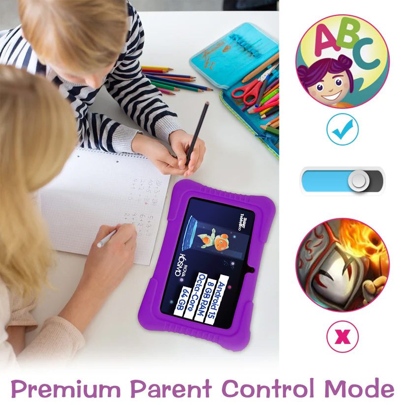 Tabletă SMART TabbyBoo Kosmo NOVA, 7", 64GB, 8GB RAM, mov, cu control parental, husa silicon