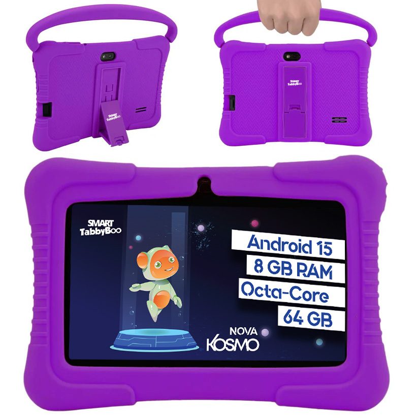 Tabletă SMART TabbyBoo Kosmo NOVA, 7", 64GB, 8GB RAM, mov, cu control parental, husa silicon