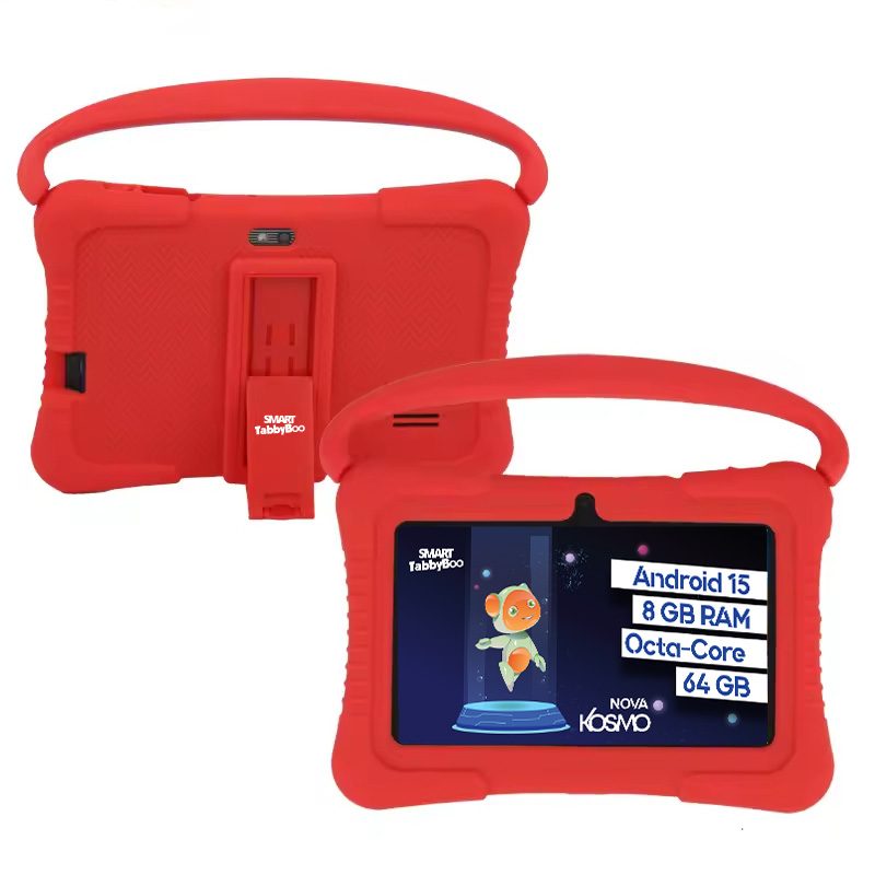 Tabletă SMART TabbyBoo Kosmo NOVA, 7", 64GB, 8GB RAM, roșu, cu control parental, husa silicon