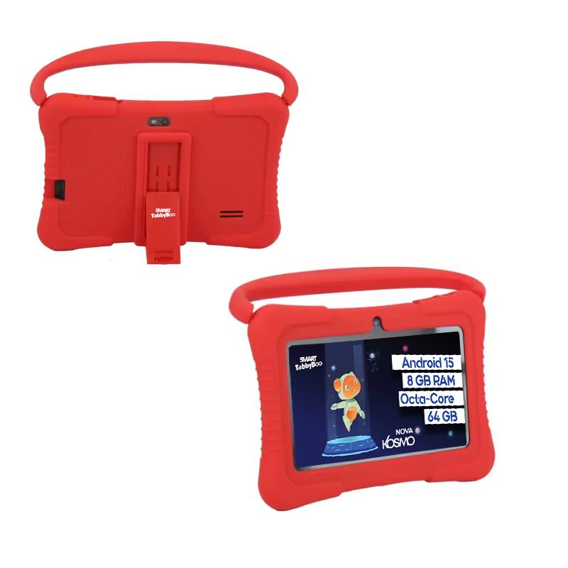 Tabletă SMART TabbyBoo Kosmo NOVA, 7", 64GB, 8GB RAM, roșu, cu control parental, husa silicon