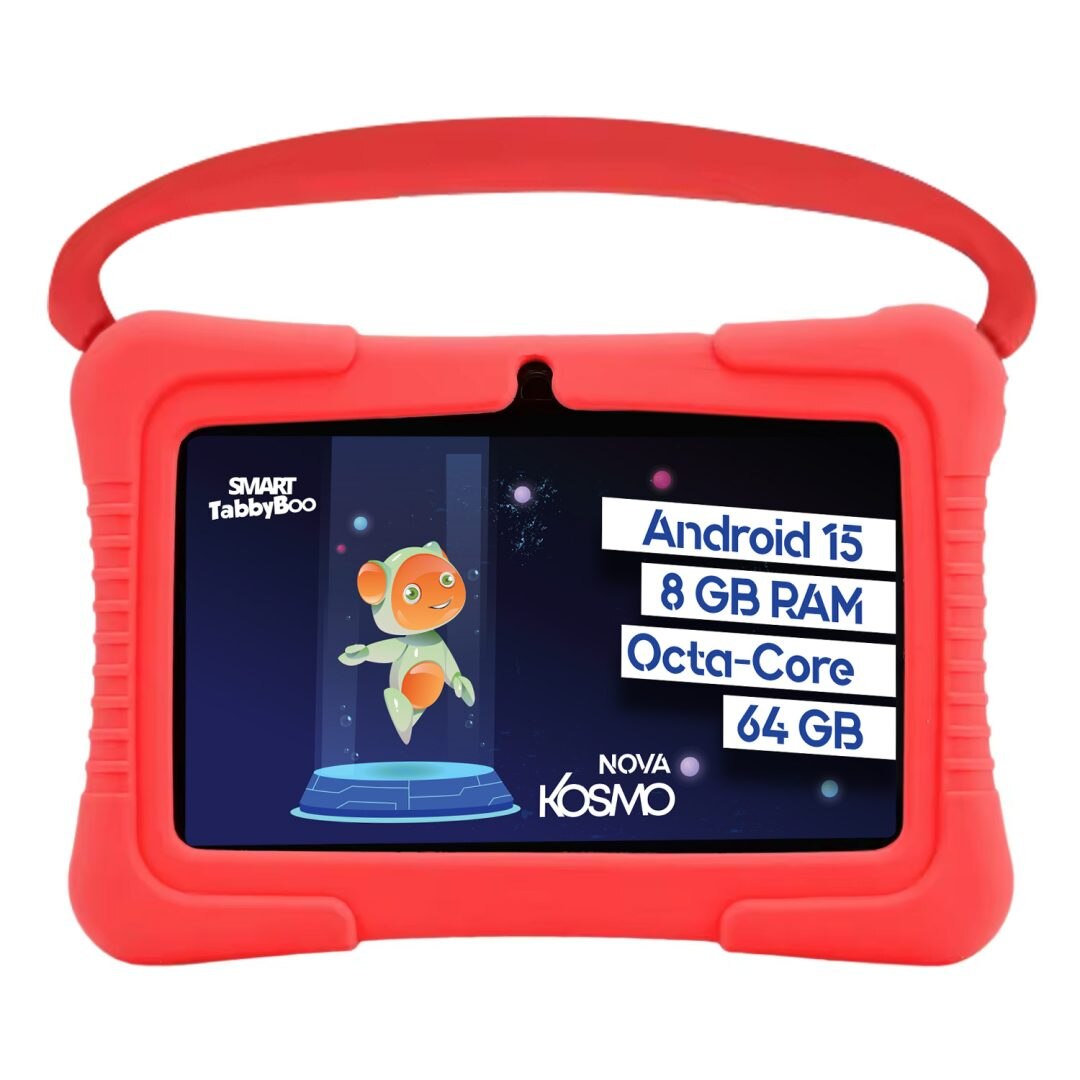 Tabletă SMART TabbyBoo Kosmo NOVA, 7", 64GB, 8GB RAM, roșu, cu control parental, husa silicon