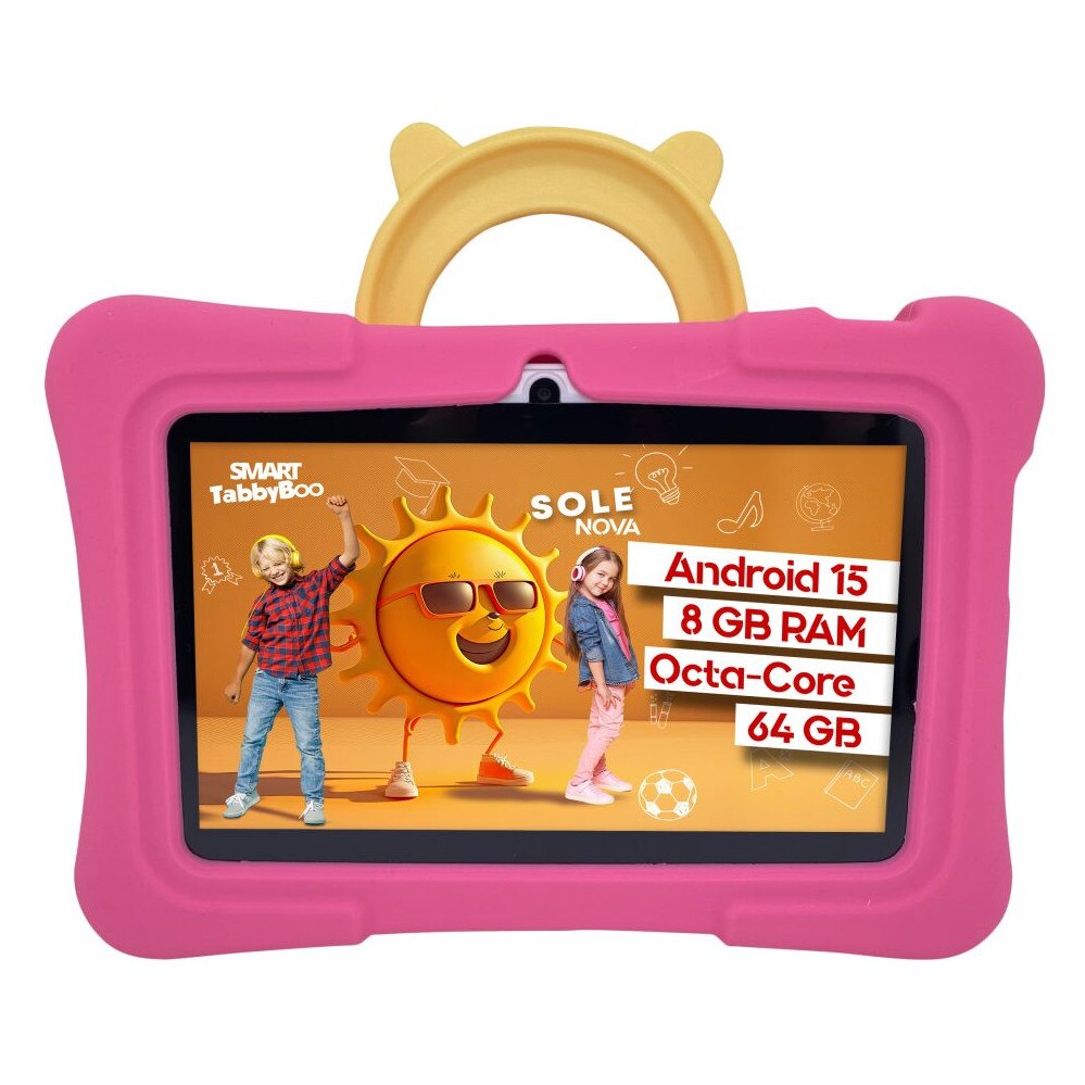 Tabletă SMART TabbyBoo Sole NOVA, 7", 64GB, 8GB RAM, roz, cu control parental, Wi-Fi